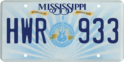 MS license plate HWR933