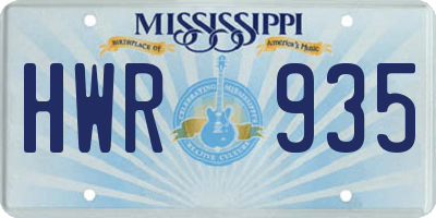 MS license plate HWR935