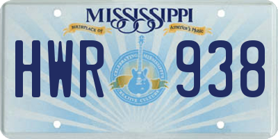 MS license plate HWR938