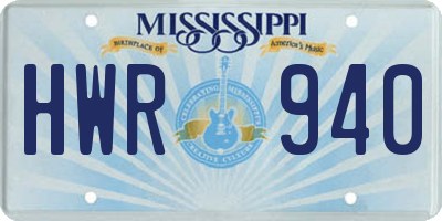 MS license plate HWR940