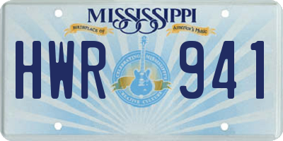 MS license plate HWR941