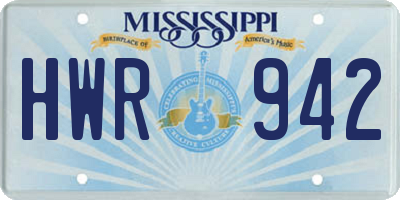 MS license plate HWR942