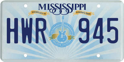 MS license plate HWR945
