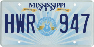 MS license plate HWR947