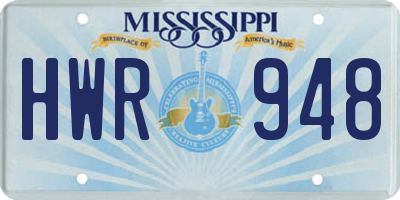 MS license plate HWR948