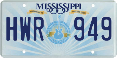 MS license plate HWR949