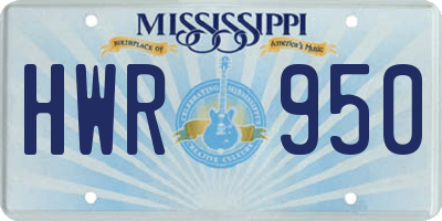 MS license plate HWR950