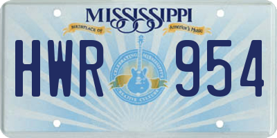 MS license plate HWR954