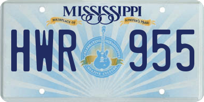 MS license plate HWR955