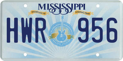 MS license plate HWR956