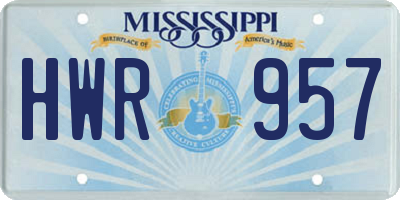 MS license plate HWR957