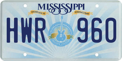 MS license plate HWR960