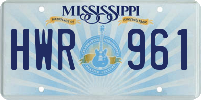 MS license plate HWR961