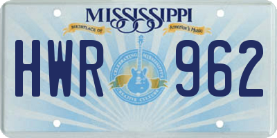 MS license plate HWR962