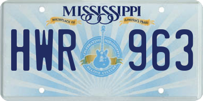 MS license plate HWR963
