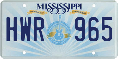 MS license plate HWR965