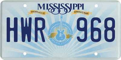 MS license plate HWR968