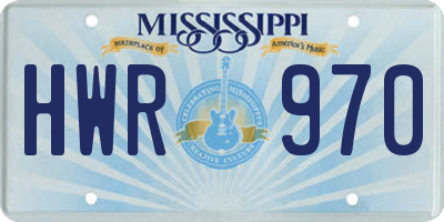 MS license plate HWR970