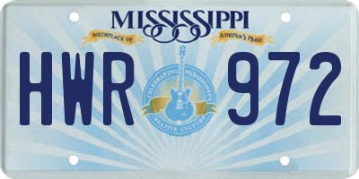 MS license plate HWR972