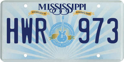 MS license plate HWR973