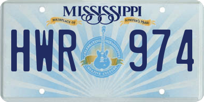 MS license plate HWR974