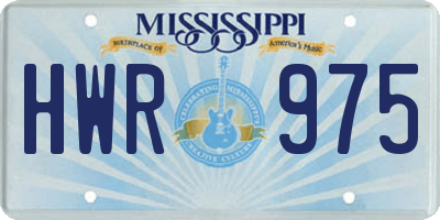 MS license plate HWR975
