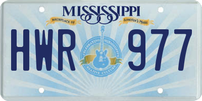 MS license plate HWR977