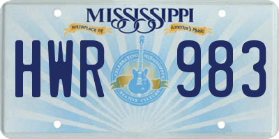 MS license plate HWR983