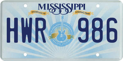 MS license plate HWR986