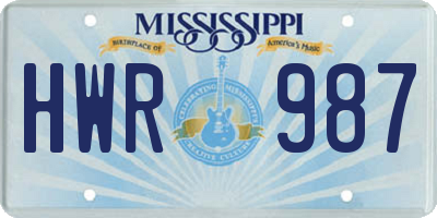 MS license plate HWR987