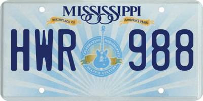 MS license plate HWR988