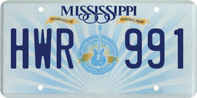 MS license plate HWR991
