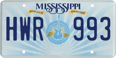 MS license plate HWR993