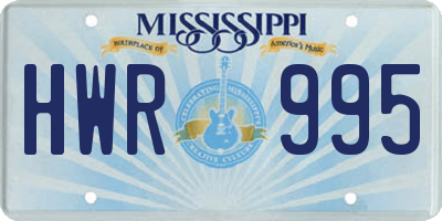 MS license plate HWR995
