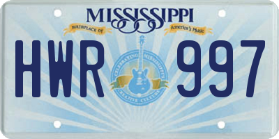 MS license plate HWR997