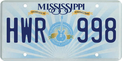 MS license plate HWR998