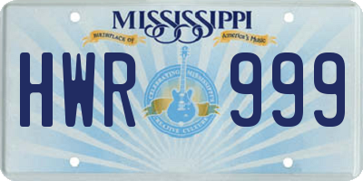 MS license plate HWR999