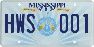 MS license plate HWS001