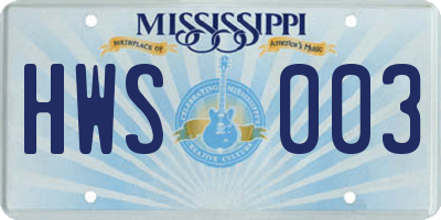 MS license plate HWS003