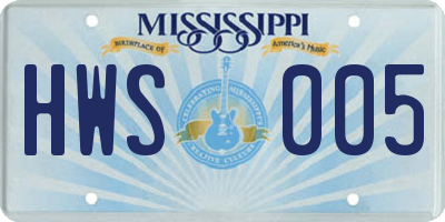 MS license plate HWS005
