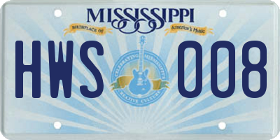 MS license plate HWS008