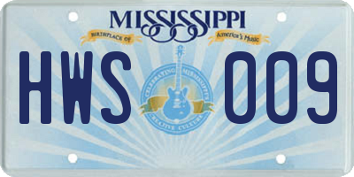 MS license plate HWS009