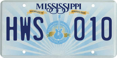 MS license plate HWS010