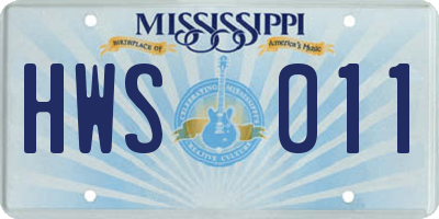 MS license plate HWS011