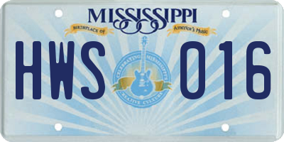 MS license plate HWS016