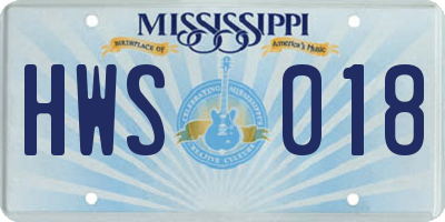 MS license plate HWS018