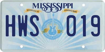 MS license plate HWS019