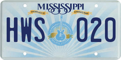MS license plate HWS020