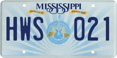 MS license plate HWS021