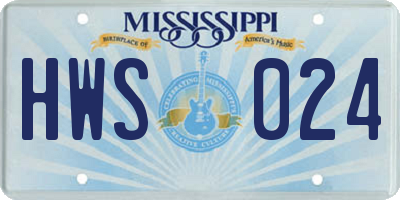 MS license plate HWS024